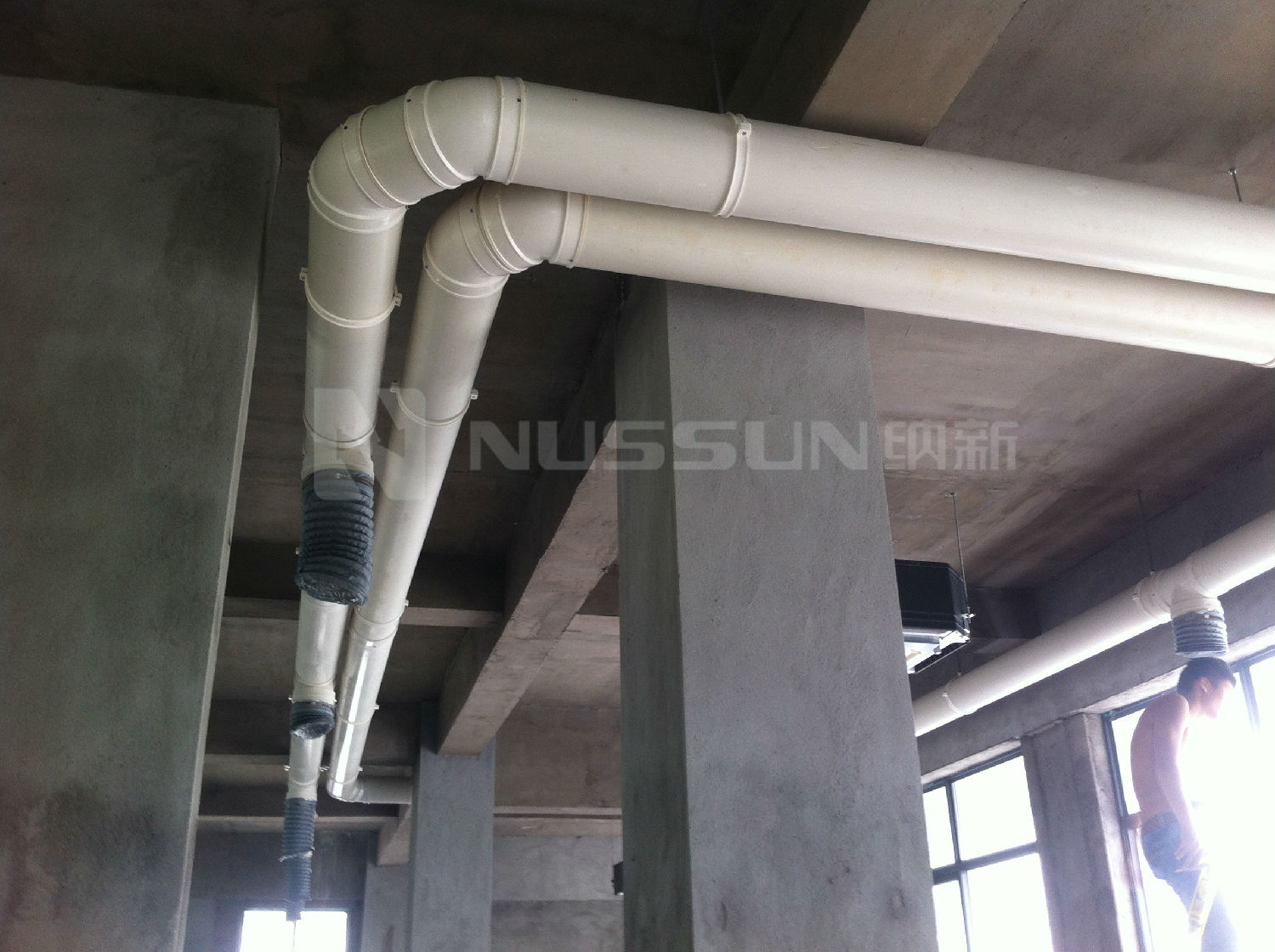 餐廳新風系統|超薄型全熱交換器|VAM500GMVE同款安裝施工中